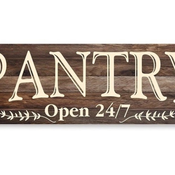 Unsure Other - Pantry Open 24/7 Wall Décor Sign Brown Canvas Rustic Style 6 By 17” Kitchen